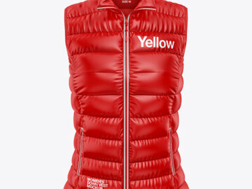 Glossy Women's Down Vest Mockup - Front View