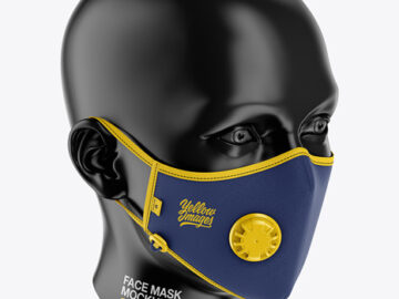 Anti-Pollution Face Mask with Exhalation Valve - Front Half-Side View (High Angle)