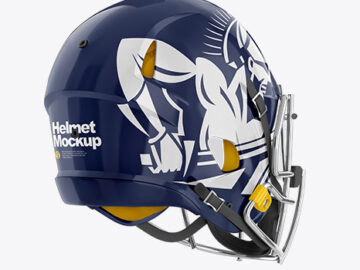 American Football Helmet Mockup - Back HalfSide View