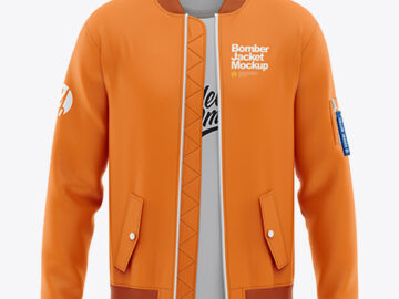 Men's Bomber Jacket with T-shirt Mockup - Front View