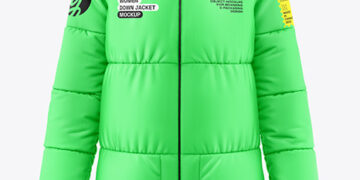Woman's Oversize Down Jacket Mockup - Front View