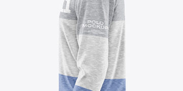 Melange Men's Long Sleeve Polo Shirt Mockup