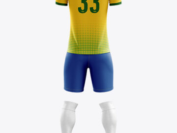Men’s Full Soccer Kit with Polo Shirt Mockup (Back View)