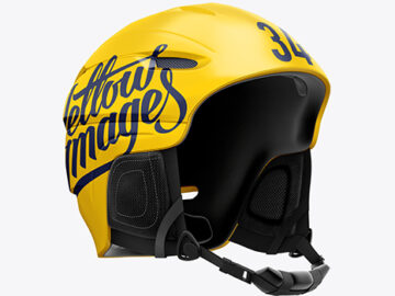 Ski Helmet Mockup - Right Half Side View