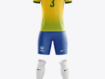 Men’s Full Soccer Kit with Polo Shirt Mockup (Front View)