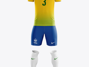 Men’s Full Soccer Kit with Mandarin Collar Shirt Mockup (Front View)