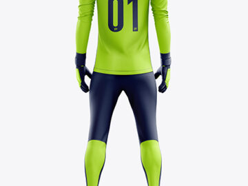 Men’s Full Soccer Goalkeeper Kit with Pants mockup (Back View)