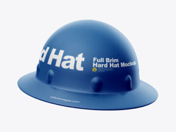 Full Brim Hard Hat Mockup - Half Side View
