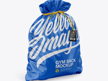 Glossy Gym Sack w/ Label Mockup - Half Side View