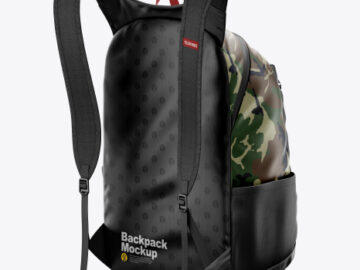 Backpack Mockup - Back Half Side View
