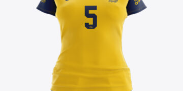Women’s Rugby Kit with V-Neck Jersey Mockup - Front View